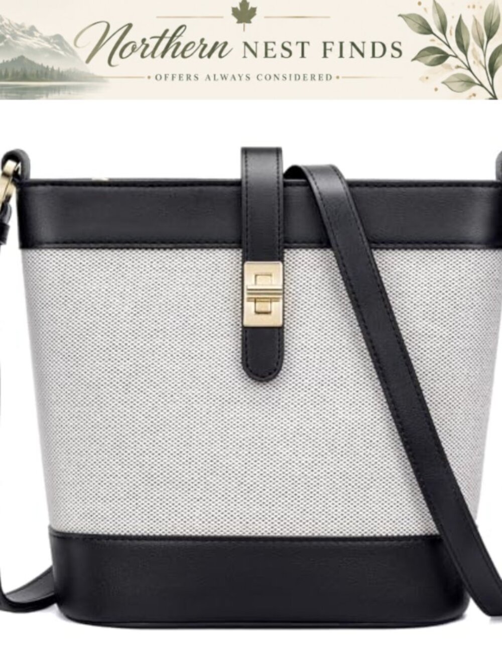 Vegan Leather Bucket Bag Small Crossbody Purse Adjustable Strap
